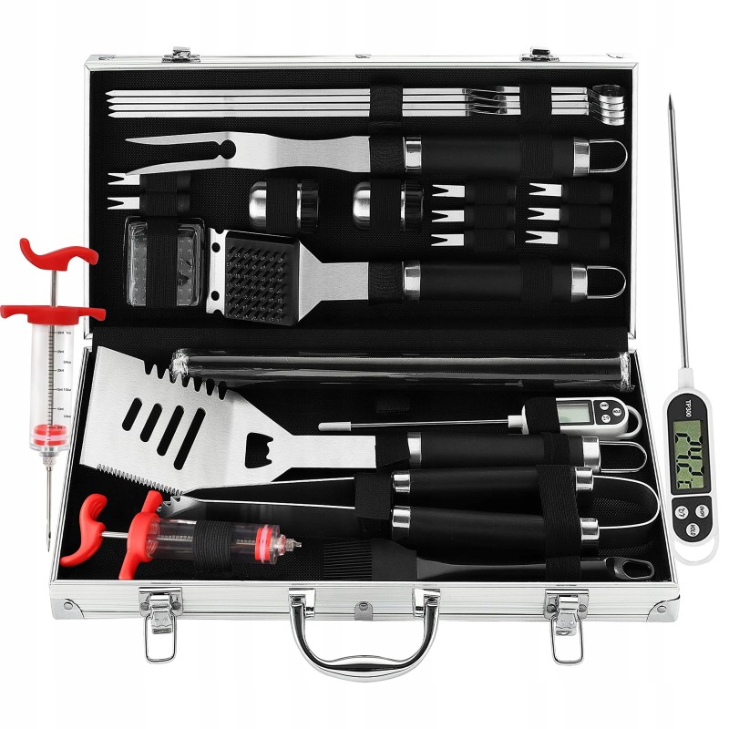 Grilljoy 25 dalių kepsninės aksesuarų rinkinys lagamine