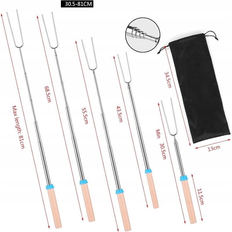 12x reguliuojami ištraukiami iešmai laužui ir griliui