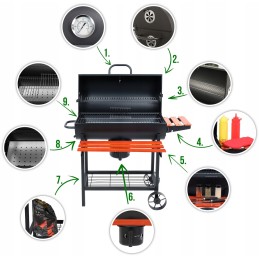 Grilis anglimis su dangteliu, grotelės 71x34,5cm