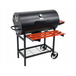 Sodo kepsninė su anglimis su termometro dangteliu ir lentynomis sklypui