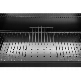 Sodo kepsninė su anglimis su termometro dangteliu ir lentynomis sklypui