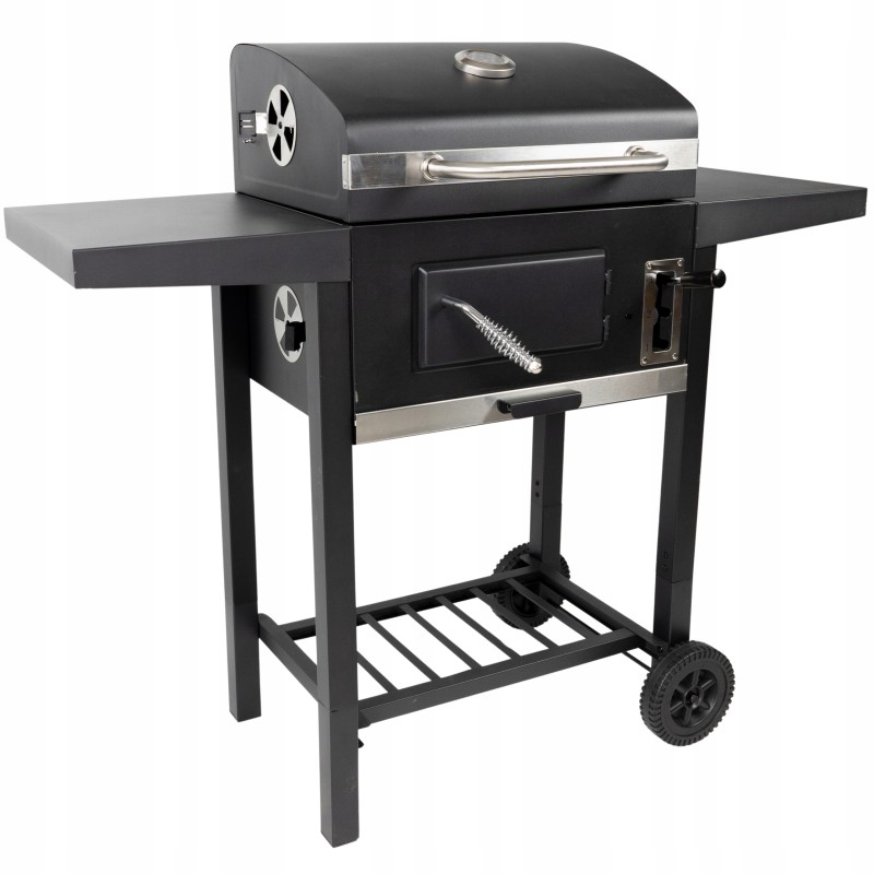 Sodo anglies grilis ant ratukų, lentynos, anglies bbq briketų grilis