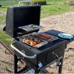 Sodo anglies grilis ant ratukų, lentynos, anglies bbq briketų grilis