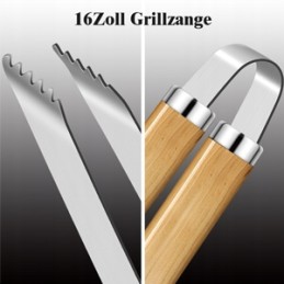 BBQ grilio rinkinys, nerūdijantis plienas, lagaminas, 26 dalys, medienos termometras