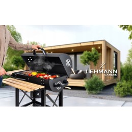 Didelė anglies grilio statinė su dangteliu Lehmann sodo peleninė 71x35cm