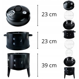 Rūkykla, grilis, anglių puodas, židinys, 3in1, apvalus, nešiojamas + nemokamas