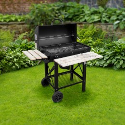 Moderni anglis grilis su dangteliu ir termometru - sodui, sklypui ir terasai