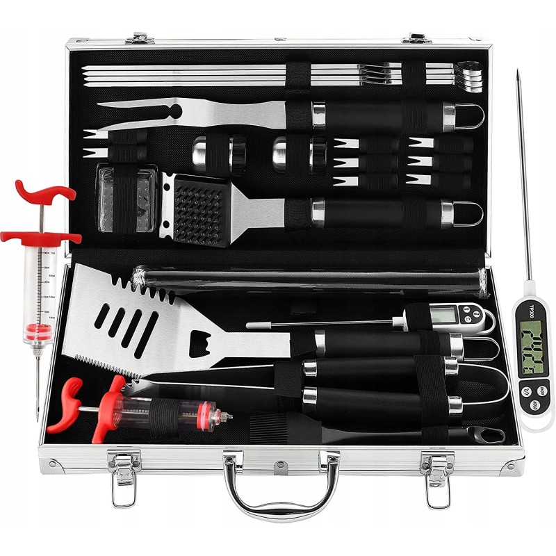 Grilio priedų rinkinys lagamine, 25 vnt