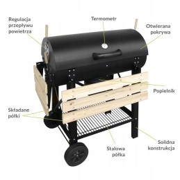 Didelės anglies kepsninės su dangteliu ir termometru