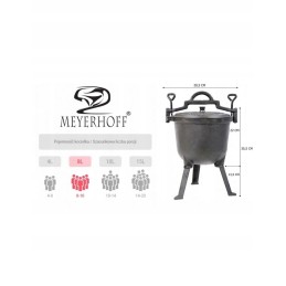 Laisvai statomas ketaus katilas, 8 litrų talpos medžioklės puodas, emaliuotas