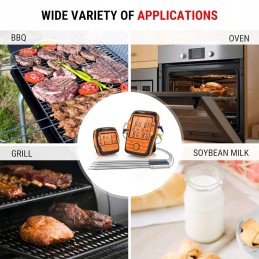 Grilio termometras su zondu, skaitmeninis momentinis skaitymas, LCD ekranas