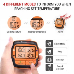 Grilio termometras su zondu, skaitmeninis momentinis skaitymas, LCD ekranas