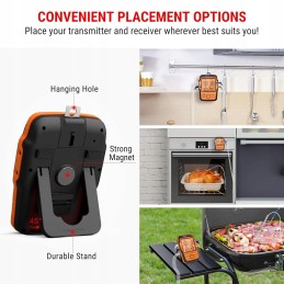 Grilio termometras su zondu, skaitmeninis momentinis skaitymas, LCD ekranas