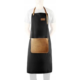 Eva solo virtuvinė prijuostė iš drobės ir odos, juoda