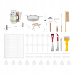 Bitininkystės įrankių rinkinys: dulkių siurblys, kaltai, griebtuvai, sietos gaudyklės