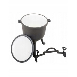 Laisvai statomas ketaus katilas, 8 litrų talpos medžioklės puodas, emaliuotas