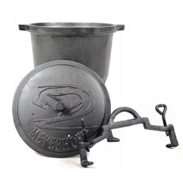 Laisvai statomas ketaus katilas, 8 litrų talpos medžioklės puodas, emaliuotas