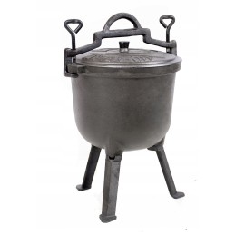 Laisvai statomas ketaus katilas, 8 litrų talpos medžioklės puodas, emaliuotas