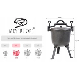 Laisvai statomas ketaus katilas, 8 litrų talpos medžioklės puodas, emaliuotas