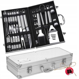 Grilio stalo įrankiai lagamine – praktiškas ir elegantiškas rinkinys, turintis daug privalumų, ypač skirtas kepsnių mėgėjams.