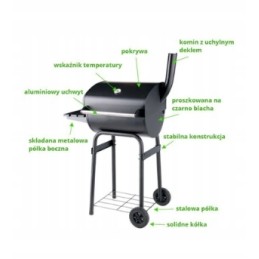 Didelė anglinė sodo kepsninė su dangteliu, 47 cm grotelėmis - laikina akcija!