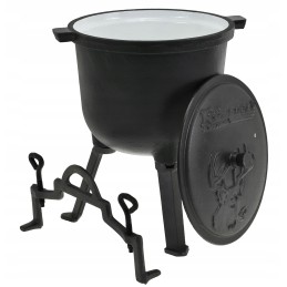 Medžioklinis virdulys 8 litrų, emaliuotas, emaliuotas ketaus laužo puodas