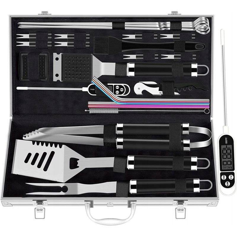 Romantiškas grilio priedų rinkinys lagamine