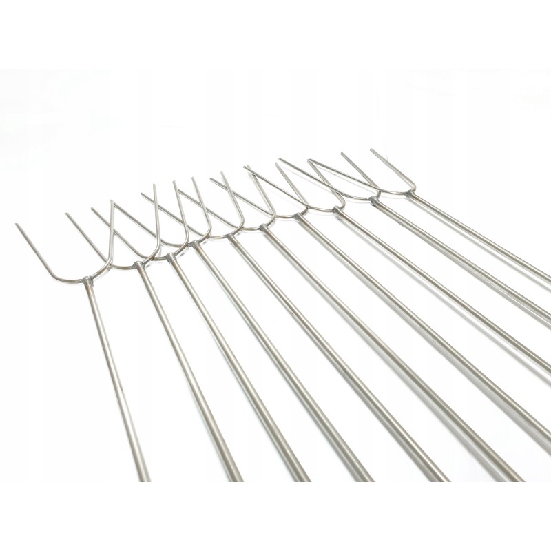 Nerūdijančio plieno kepimo šakės 120 cm, 10 vnt + kabykla