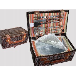 Pikniko krepšelis su kepsninės reikmenimis