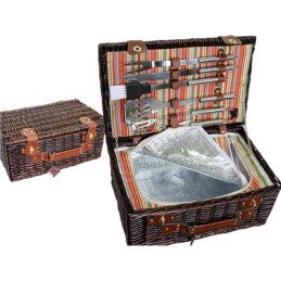 Pikniko krepšelis su kepsninės reikmenimis