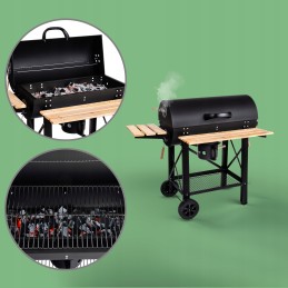 Didelė anglies grilio statinė su dangteliu Lehmann sodo peleninė 71x35cm