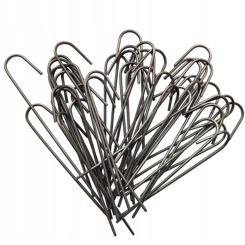 Metaliniai smeigtukai įvairių tipų agrotekstilei, agrotekstilei ir geotekstilei tvirtinti prie žemės, taip pat smeigtukai kurmių