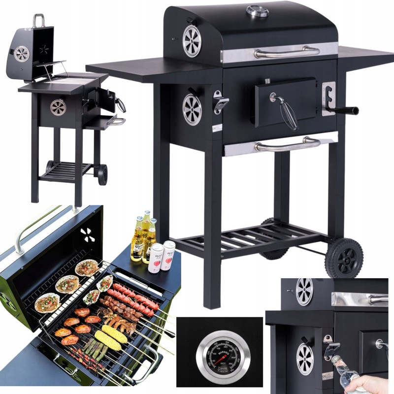 Anglies grilis sodo grotelės didelės dvigubos grotelės termometro pelenų keptuvės lentynos