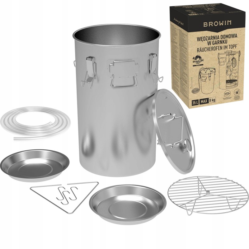 Browin namų rūkykla dujinei viryklei, 35l - 8kg, nerūdijančio plieno