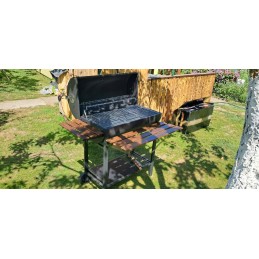 Profesionali sodo kepsninė su anglimis + lentynos + peleninė + dangtis + grotelės