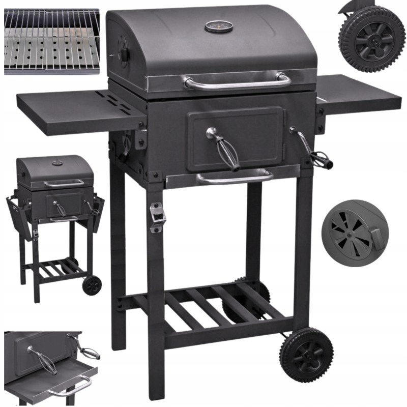 Profesionali sodo kepsninė su anglimis + lentynos + peleninė + dangtis + grotelės