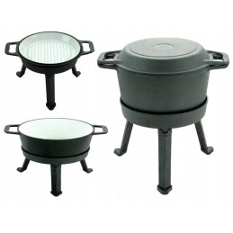 ✅ Ketaus medžioklinis katilas su emaliuota keptuvėje, 8l