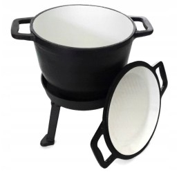 ✅ Ketaus medžioklinis katilas su emaliuota keptuvėje, 8l