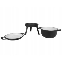 ✅ Ketaus medžioklinis katilas su emaliuota keptuvėje, 8l