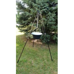 Trikojis grilis 185 cm su nerūdijančio plieno grotelėmis 60 cm + vengriškas virdulys 10 litrų "vengriškas"