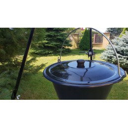 Trikojis grilis 185 cm su nerūdijančio plieno grotelėmis 60 cm + vengriškas virdulys 10 litrų "vengriškas"