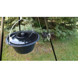 Trikojis grilis 185 cm su nerūdijančio plieno grotelėmis 60 cm + vengriškas virdulys 10 litrų "vengriškas"