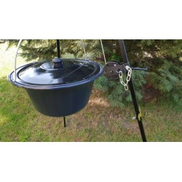 Trikojis grilis 185 cm su nerūdijančio plieno grotelėmis 60 cm + vengriškas virdulys 10 litrų "vengriškas"