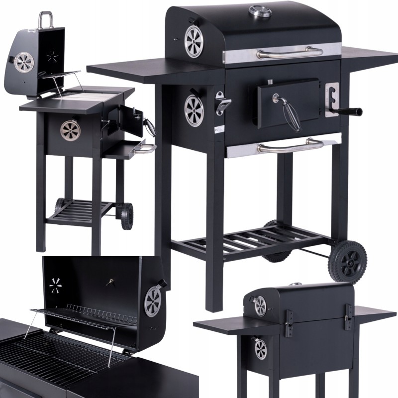 Anglies grilis sodo grotelės didelės dvigubos grotelės termometro pelenų keptuvės lentynos