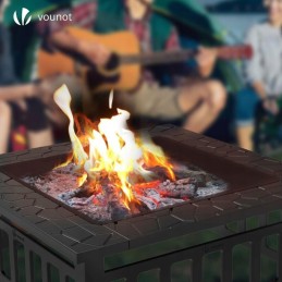 Gaisro duobė su apsauga nuo kibirkščių ir grotelėmis, laužavietė, sodui, terasai, su vandeniui atspariu apsauginiu gaubtu, 81 x 