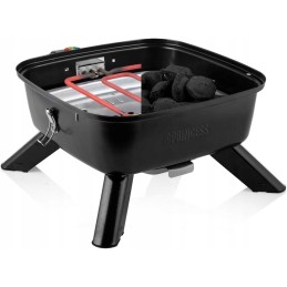 Hibridinis grilis, maitinamas elektra arba anglimi, idealiai tinka atostogoms kempinge, 2000 vatų, juoda