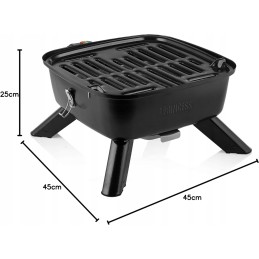 Hibridinis grilis, maitinamas elektra arba anglimi, idealiai tinka atostogoms kempinge, 2000 vatų, juoda