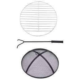 Mozaikinis židinys su mėlynos ir baltos spalvos stalu