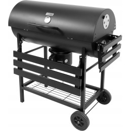 Grilis su anglimis su chromuotomis grotelėmis, kaitinimo grotelėmis ir temperatūrą palaikančiu dangčiu + grilio dangtelis iš pat