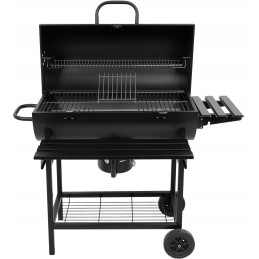 Grilis su anglimis su chromuotomis grotelėmis, kaitinimo grotelėmis ir temperatūrą palaikančiu dangčiu + grilio dangtelis iš pat